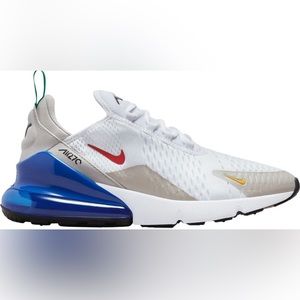 Men's Nike Air Max 270 White Blue Red Running Shoes DV3731-100 Size 8.5